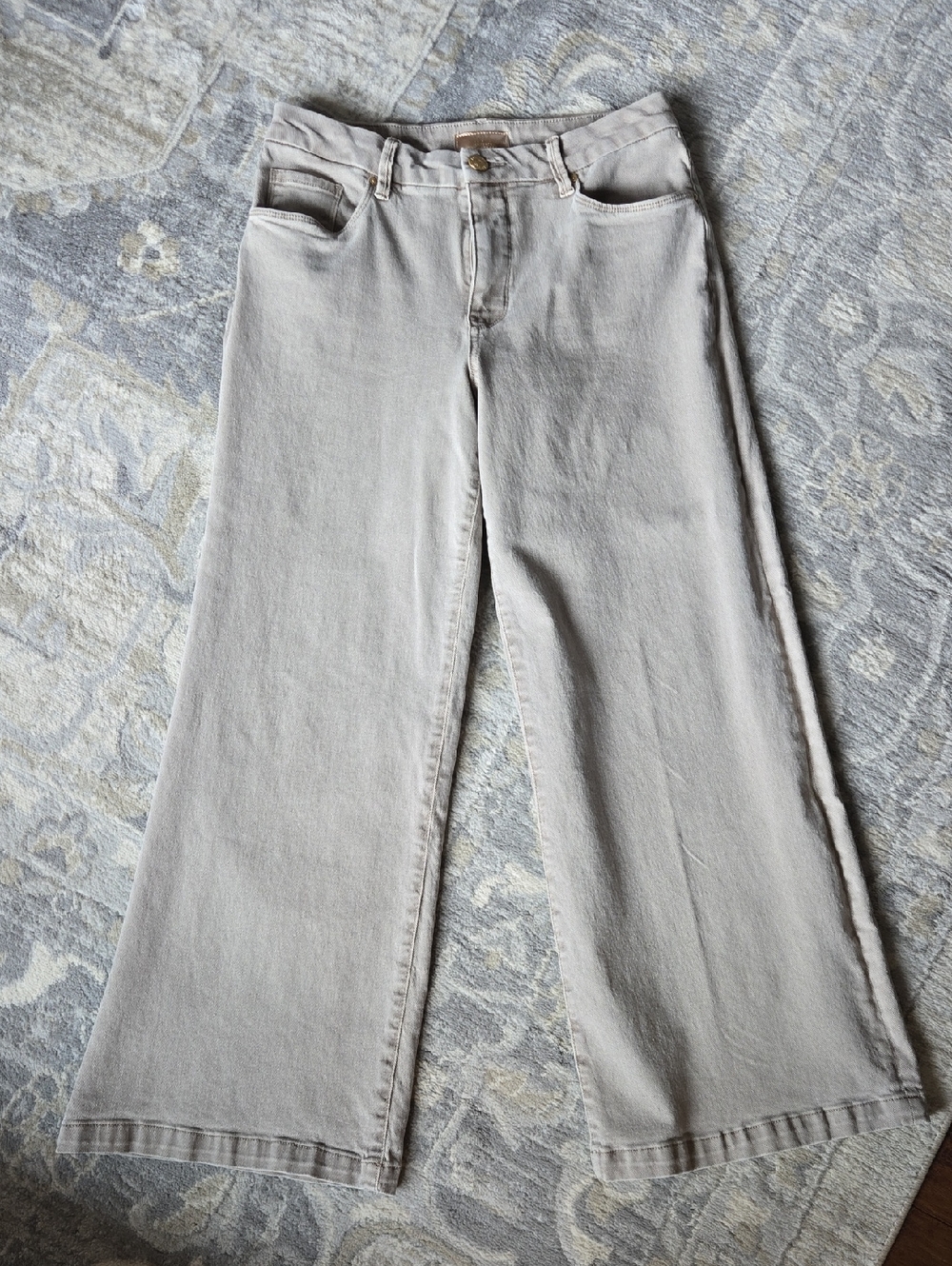 Kut from the Kloth Beige Kahki Coffee Cream Meg Fab Ab Wide Leg Jeans 6